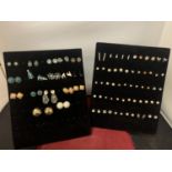 FOURTY SEVEN PAIRS OF STUD EARRINGS AND TWO DISPLAYS