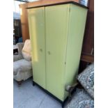 A STAG TWO DOOR WARDROBE PAINTED HME GREEN, 38" WIDE