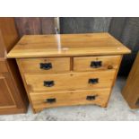 A SATINWOOD CHEST OF TWO SHORT AND TWO LONG DRAWERS, 36" WIDE