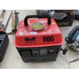 A WOLF POWER 800 PETROL GENERATOR BELIEVED IN WORKING ORDER BUT NO WARRANTY