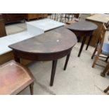 A PAIR OF 19TH CENTURY MAHOGANY D-END TABLES