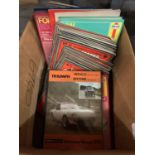 A COLLECTION OF HAYNES CAR MANUALS, THE SECOND GREAT WAR MAGAZINES ETC