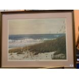 A GILT FRAMED LIMITED EDITION PRINT 'SOUTHERN SURF' BY JOHN KEMP 282/1000