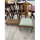 A LONG STOOL AND DINING CHAIR