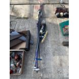 A SET OF TRAK SKIS, SKI BOOTS AND POLES ETC