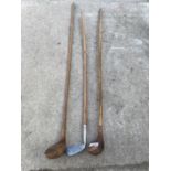 THREE VINTAGE GOLF CLUBS