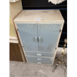 A RETRO KITCHEN CABINET WITH TWO DOORS AND THREE DRAWERS