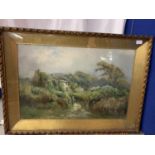 A LARGE GILT FRAMED OIL PAINTING SIGNED BY THE RENOWNED ARTIST HENRY HADFIELD CUBLEY (1858 - 1934)