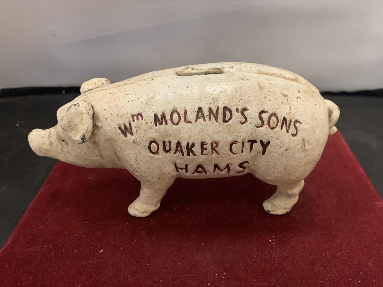 A CAST MONEY BOX IN THE FORM OF A PIG ' WM MOLAND'S SONS ...' - Image 2 of 3