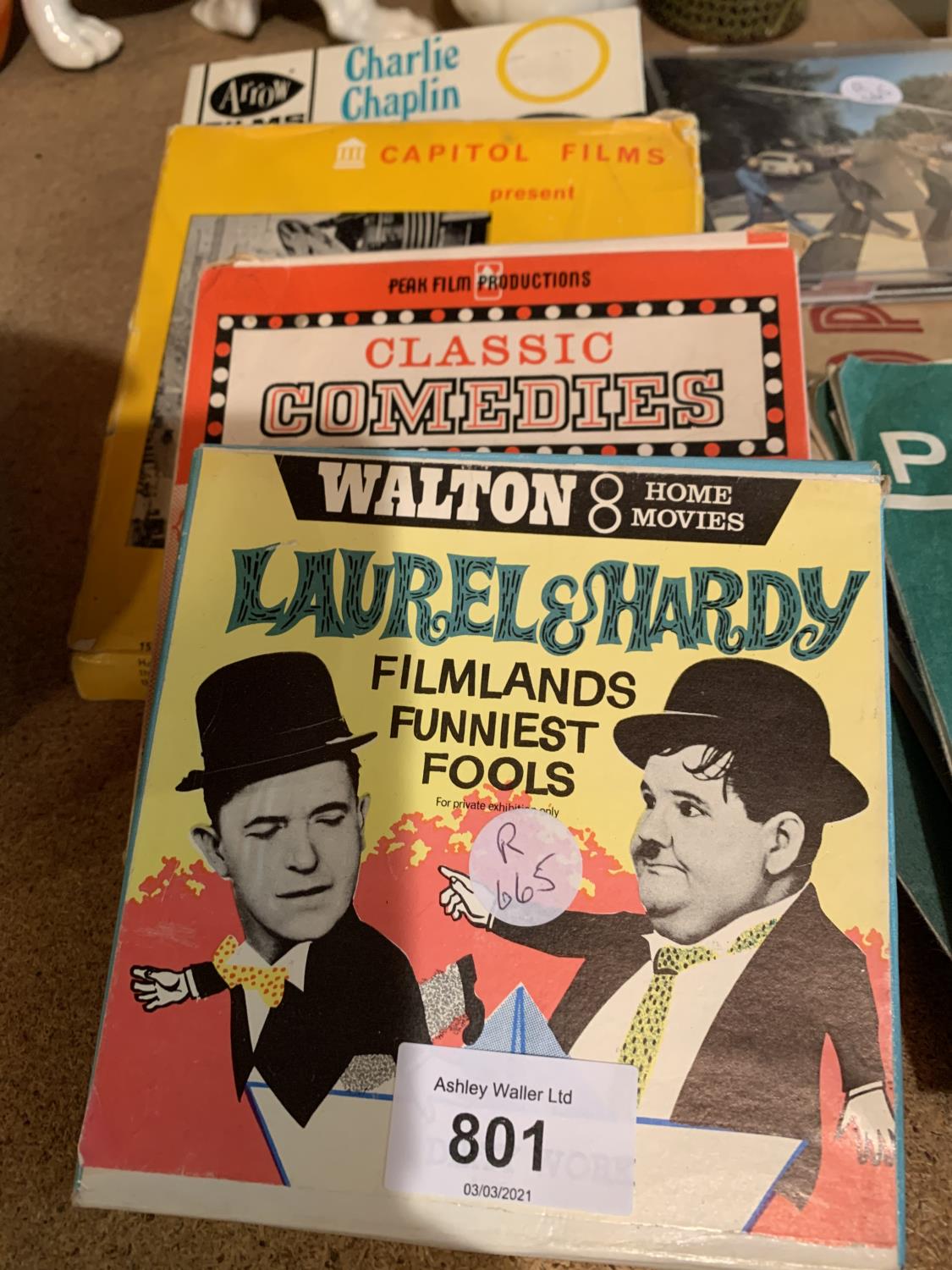 A QUANTITY OF BEATLES SINGLES, ELVIS 78'S AND 8 MM FILMS TO INCLUDE LAUREL AND HARDY - Image 3 of 3