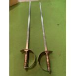 A PAIR OF DECORATIVE STEEL SPANISH SWORDS