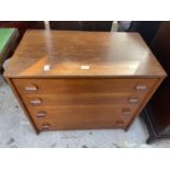 A RETRO STAG TEAK CHEST OF FOUR DRAWERS, 30" WIDE