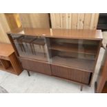 A BEAVER AND TAPLEY MULTI-WIDTH RETRO TWO DOOR GLAZED BOOKCASE, 54" WIDE