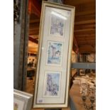 THREE PRINTS DEPICTING CASTLES WITHIN A FRAME