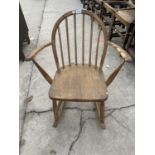 AN ELM AND BEECH ERCOL STYLE CHILDS ROCKER