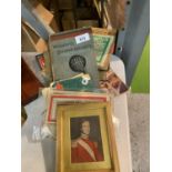 A SELECTION OF VINTAGE BOOKS AND PAMPHLETS TO INCLUDE A SMALL FRAMED PORTRAIT