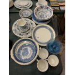 A COLLECTION OF BLUE AND WHITE CERAMICS ETC