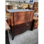 A 19TH CENTURY MAHOGANY CHEST OF TWO SHORT AND THREE LONG DRAWERS WITH TWO SECRET DRAWERS, 47" WIDE