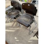 A SET OF SIX FLOTOTTO RETRO DINING CHAIRS ON CHROMIUM PLATED TUBULAR FRAMES