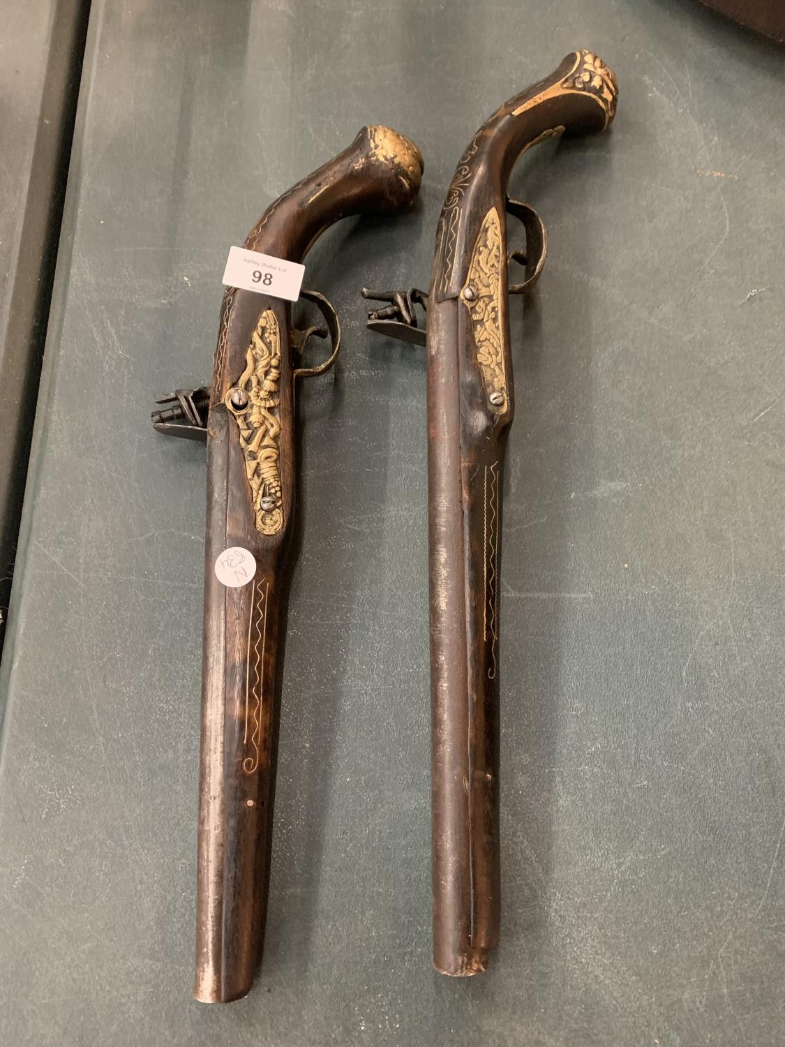 TWO REPRODUCTION FLINTLOCK PISTOLS