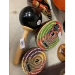TWO COCONUT DILWE THUMB PIANOS AND A PULSE MARACA