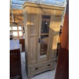 AN EDARDIAN SATINWOOD MIRROR-DOOR WARDROBE (AF), 36" WIDE