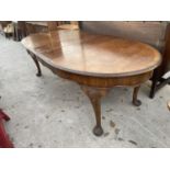 AN EDWARDIAN WALNUT AND CROSSBANDED WIND-OUT DINING TABLE, 60x30" COMPELTE WITH THREE LEAVES EACH