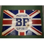 A LARGE VINTAGE STYLE UNION JACK 'MOTOR "BP"' METAL SIGN 90X60CM