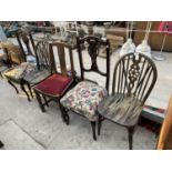 A PAIR OF EDWARDIAN CHAIRS AND THREE OTHERS