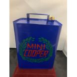 A 'MINI COOPER' FUEL CAN WITH BRASS LID