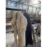 THREE ITEMS OF LADIES FAUX FUR CLOTHING TO INCLUDE JACKETS AND STOLE ETC