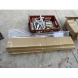 AN ASSORTMENT OF ITEMS TO INCLUDE WALL BRACKETS AND THREE CORDED CURTAIN RAILS ETC