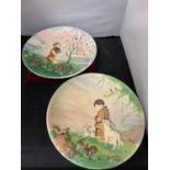 A PAIR OF HANDPAINTED PLAQUES BY W H BOSSONS