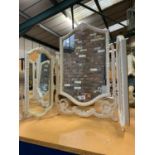 A WHITE PAINTED TRIPLE DRESSING TABLE MIRROR