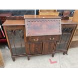AN EDWARDIAN MAHOGANY SIDE BY SIDE BUREAU WITH FITTED INTERIOR, 60" WIDE