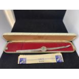 AN ORIS WHITE METAL LADIES WRIST WATCH IN ORIGINAL PRESENTATION BOX