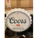 A 'COORS' TIN METAL BOTTLE TOP SIGN