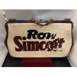 A VINTAGE LEATHER 'RON SIMCOTT' BOOKIES MONEY SATCHEL