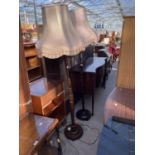 TWO EARLY 20TH CENTURY STANDARD LAMPS COMPLETE WITH SHADES