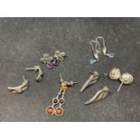 SIX PAIRS OF SILVER EARRINGS