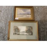 A PAIR OF FRAMED WATER COLOURS ONE SIGNED FIONA KING