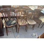 FOUR VARIOUS VICTORIAN STYLE KITCHEN CHAIRS