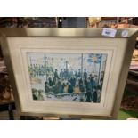 A FRAMED PICTURE 'LAYING A FOUNDATION STONE' BY L.S LOWRY