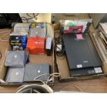 AN ASSORTMENT OF ELECTRICALS TO INCLUDE AN EPSON SCANNER AND BLANK CDS ETC