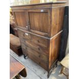 AN EARLY 20TH CENTURY OAK TALLBOY, 42" WIDE