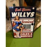 A METAL 'WILLYS JEEP' SIGN