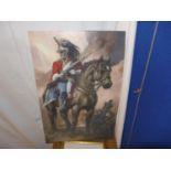 AN ANTHONY PITT (BRITISH BORN 1939) OIL ON BOARD OF A 1ST KINGS DRAGOON GUARDS NAPOLEONIC TROOPER,