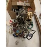 A BOX OF ASSORTED COSTUME JEWELLERY