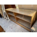 AN OPEN OAK BOOKCASE, 60" WIDE