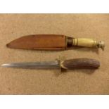 A MEXICAN BOWIE HUNTING KNIFE MADE IN OAXACA, 17CM BLADE AND A FURTHER KNIFE, 17CM BLADE